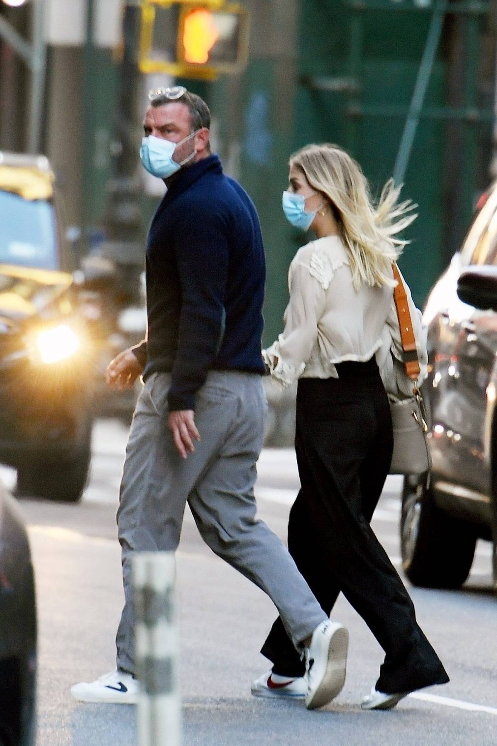 Taylor Neisen - With Liev Schreiber outside of his apartment in New York