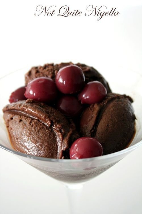 Dark Chocolate Sorbet with Sour Cherries