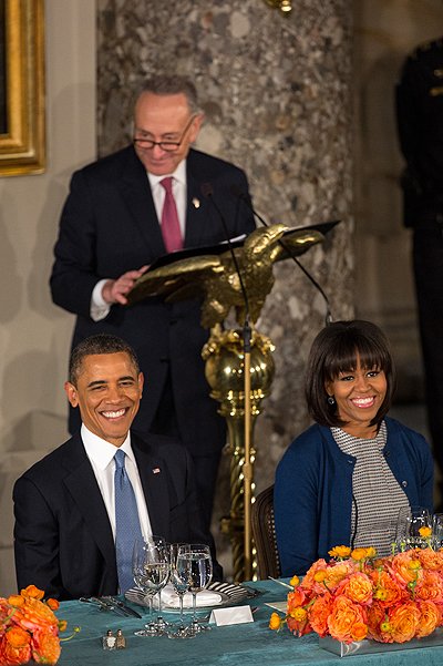 Барак и Мишель Обама на ланче с кабинетом министром