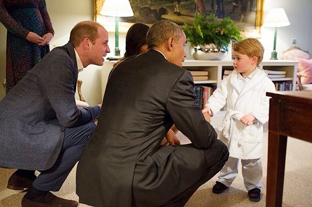 Принц Уильям, Мишель и Барак Обамы, принц Джордж