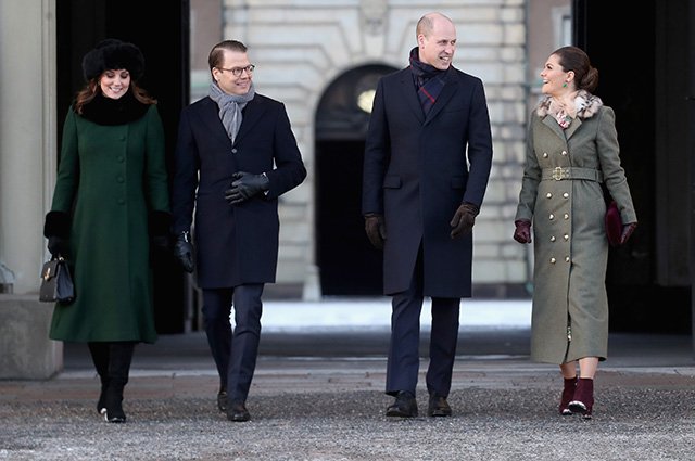 Кейт Миддлтон, принц Даниэль, принц Уильям и кронпринцесса Виктория
