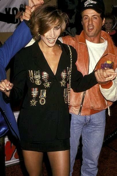 Sylvester Stallone & Jennifer Flavin during Planet Hollywood Grand Opening in New York City, New York.