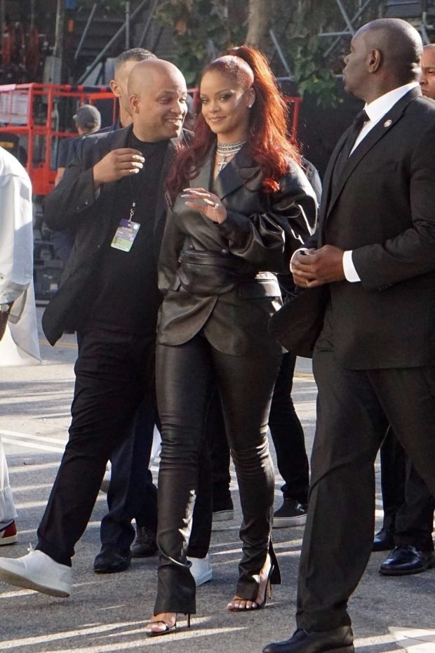 Rihanna in Leather: Arrives at BET Awards-01