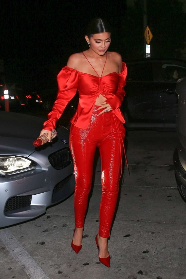 Kylie Jenner in Red - Arrives at Catch Restaurant in Los Angeles
