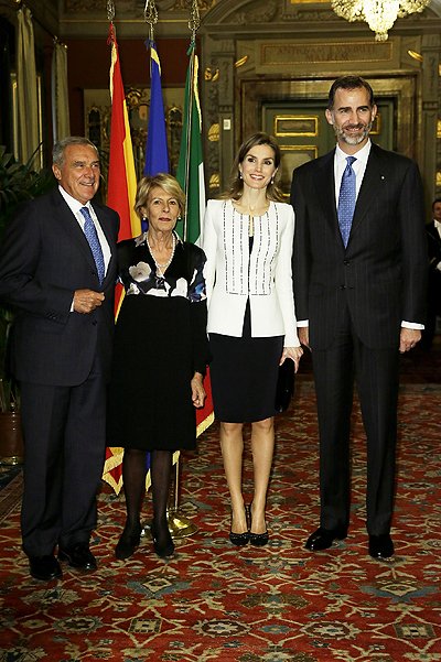 Президент Италии Джорджо Наполитано с супругой Клио Наполитано, королева Летиция, король Фелипе