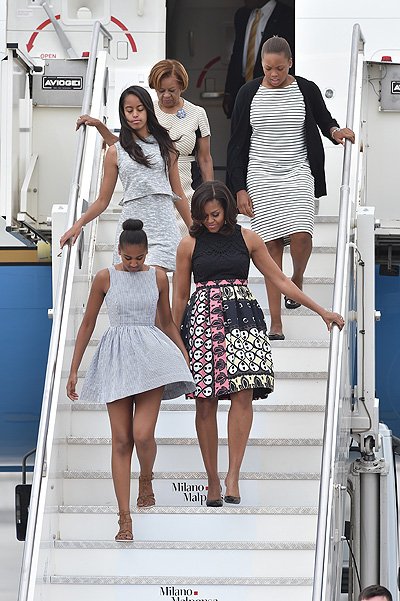 Мишель Обама с дочерьми и матерью