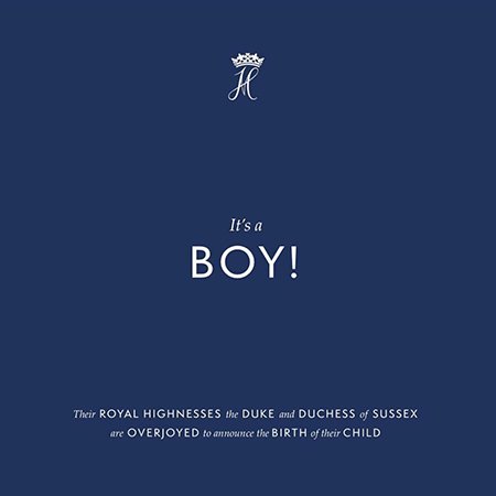 Объявление о рождении сына Меган Маркл и принца Гарри