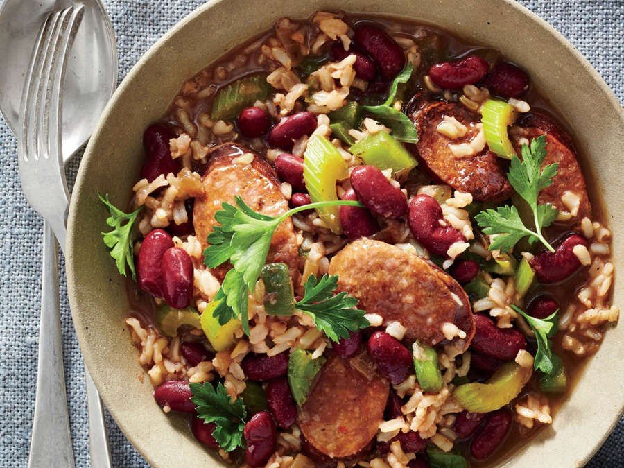 ENTREE/SAUSAGE-Cajun Red Beans and Brown Rice with Andouille | SUSAN  BLACKWOOD | Copy Me That