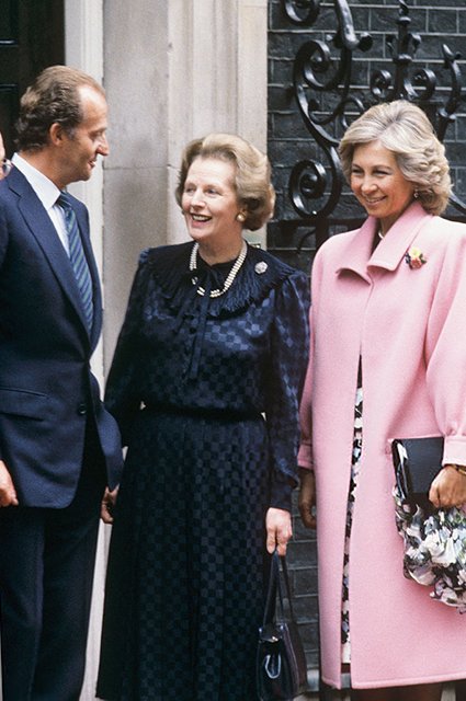 Маргарет Тэтчер и бывшие король и королева Испании Хуан Карлос и София