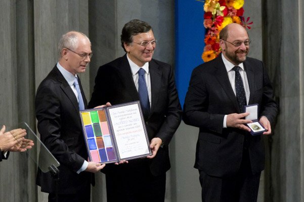 Вручение премии главе Евросоюза Жозе Мануэлу Баррозу