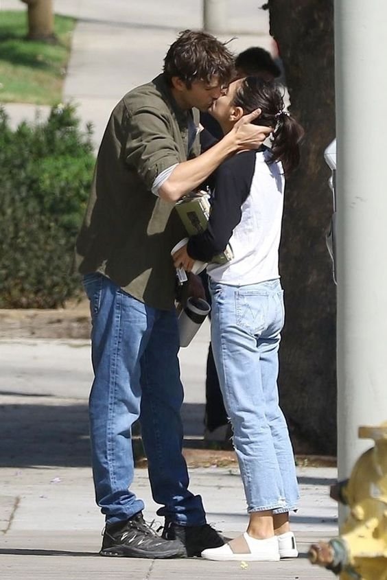 Turning Up the Heat! Ashton Kutcher and Mila Kunis Share Steamy Kiss on the Lips in L.A.