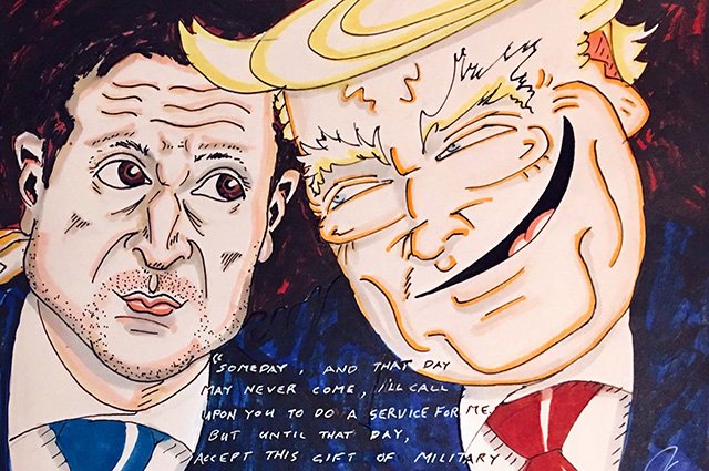 Карикатура Керри на Владимира Зеленского и Дональда Трампа