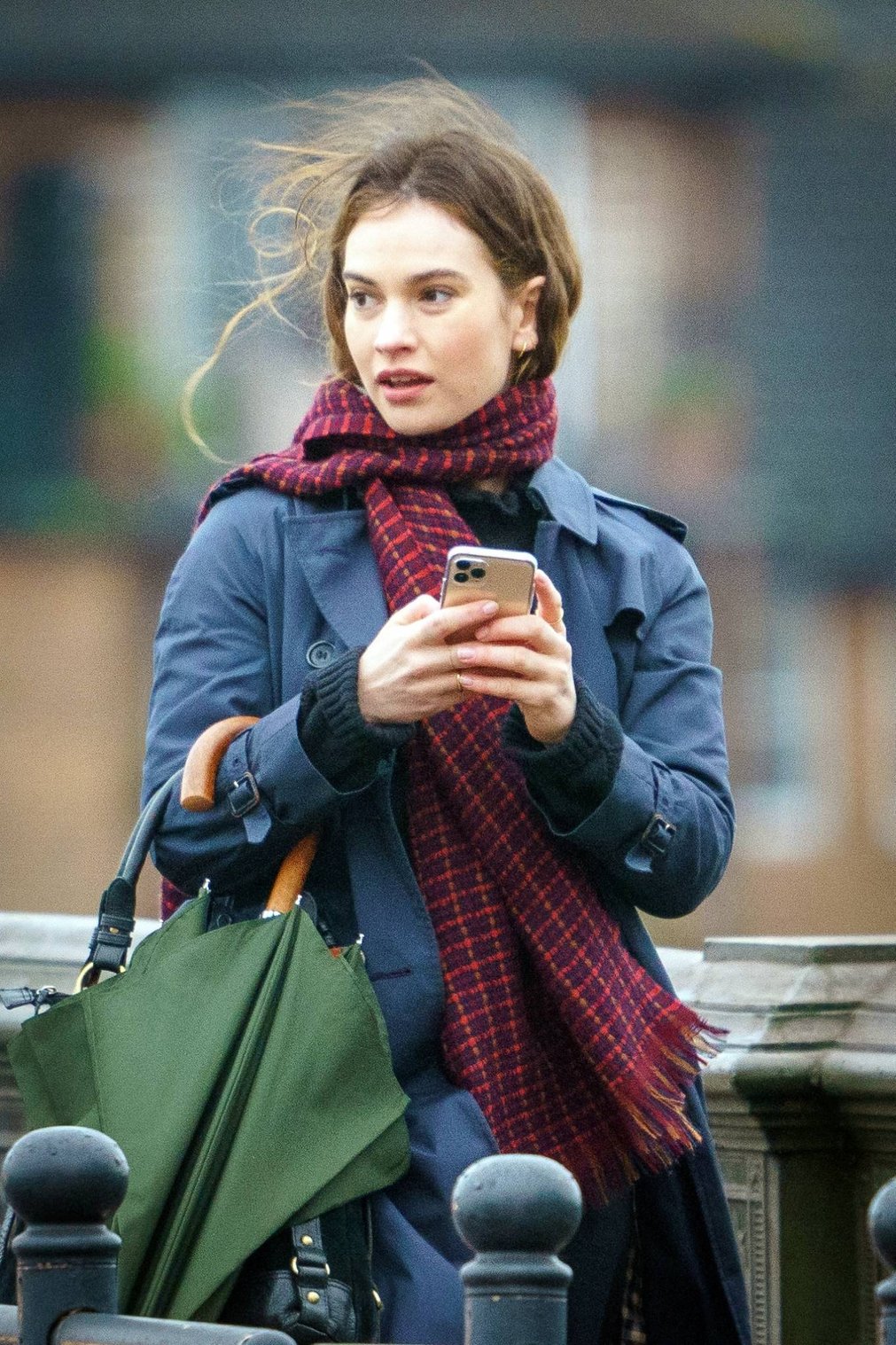 Lily James - Seen on set of What's Love Got To Do With It in London