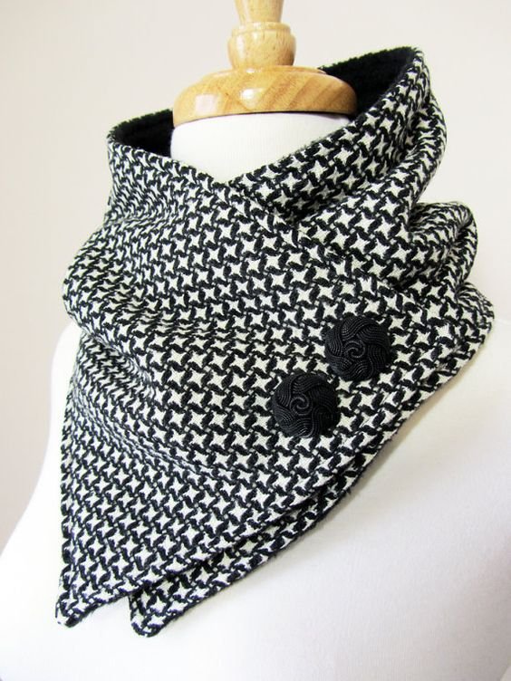 Upcycled Black and White Shapes Neck Warmer Scarf by OhMaudlinMe: 