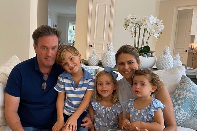 Кристофер О'Нилл и принцесса Мадлен с детьми