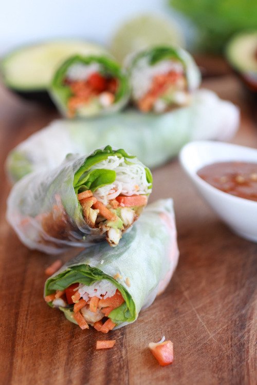 Vietnamese Spring Rolls with Chicken and Avocado