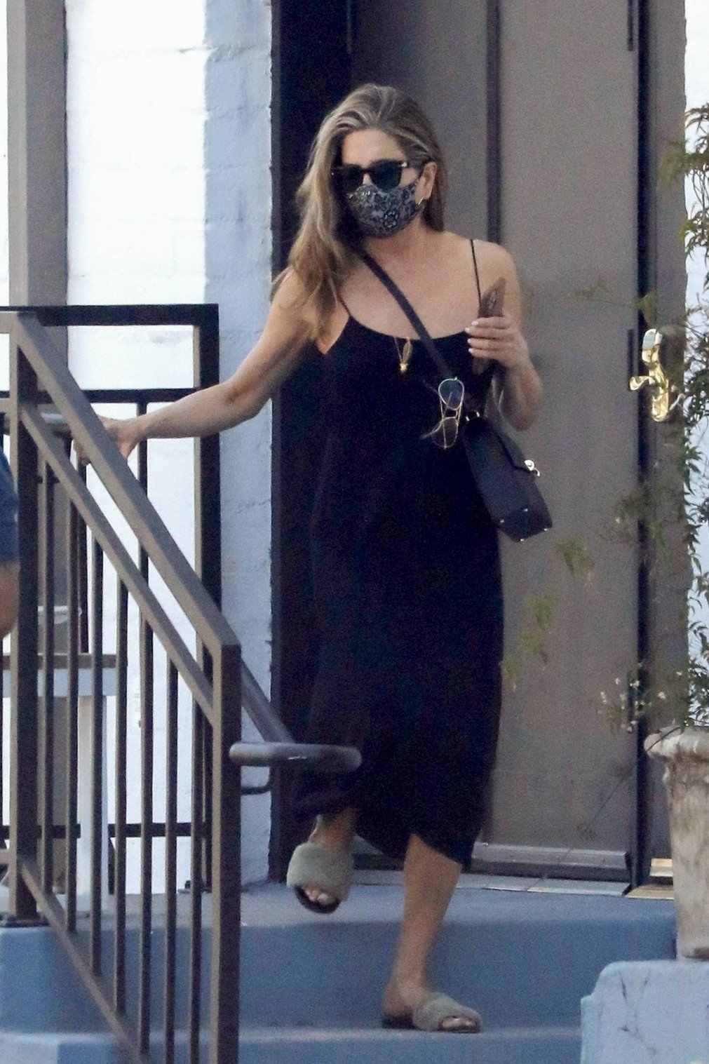 Jennifer Aniston 2021 : Jennifer Aniston – With bodyguard as she leaves a hair salon in Beverly Hills-04