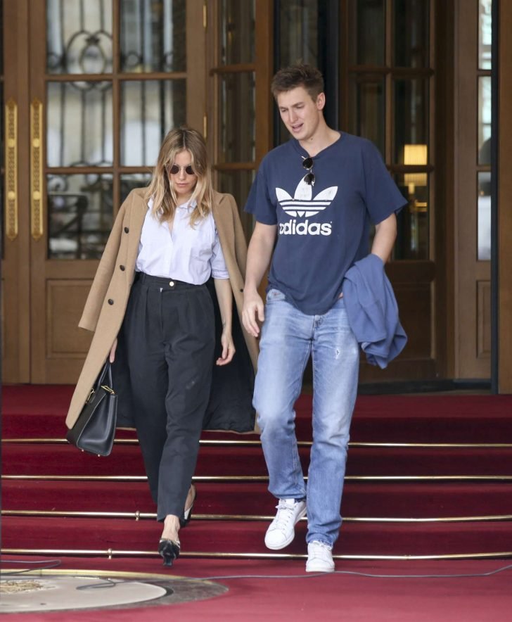 Sienna Miller and boyfriend Lucas Zwirner: Leave their hotel in Paris -02