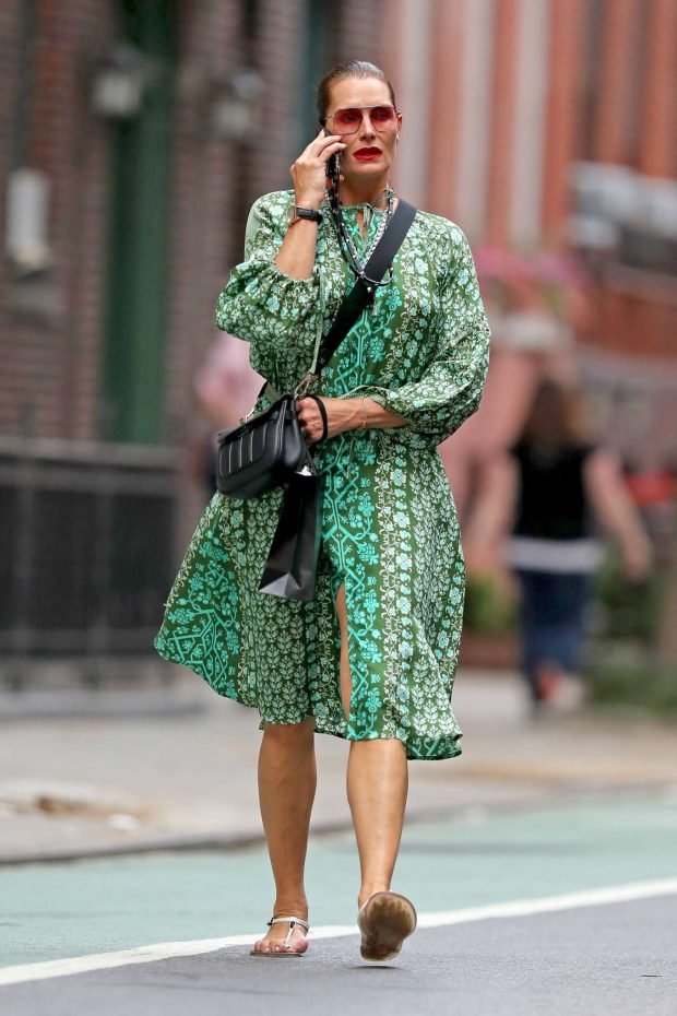 Brooke Shields in Green Dress-08