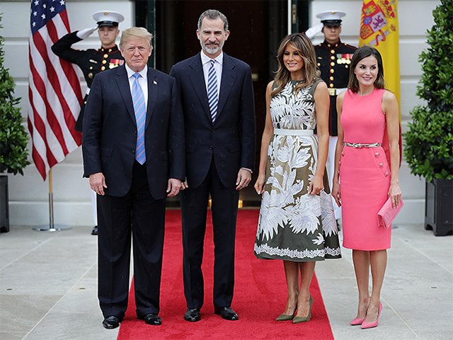 Дональд Трамп, король Испании Филипп VI, Мелания Трамп и королева Летиция
