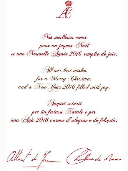 Рождественская открытка от княжеской четы Монако