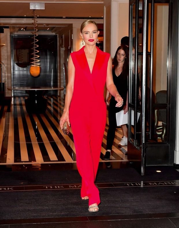 Kate Bosworth in Red Dress: Leaves Mark Hotel in New York-05