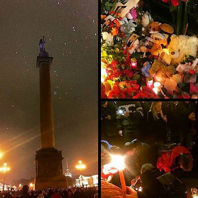 Траурный митинг на Дворцовой площади Санкт-Петербурга в память о погибших в авиакатастрофе в Египте 