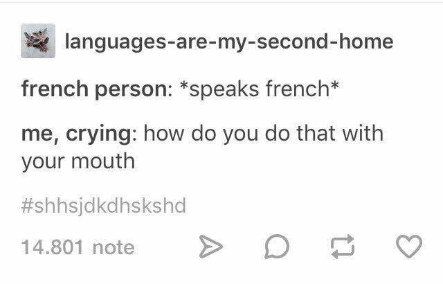 француз: говорит на французском. я, плача: как ты делаешь со своим ртом?