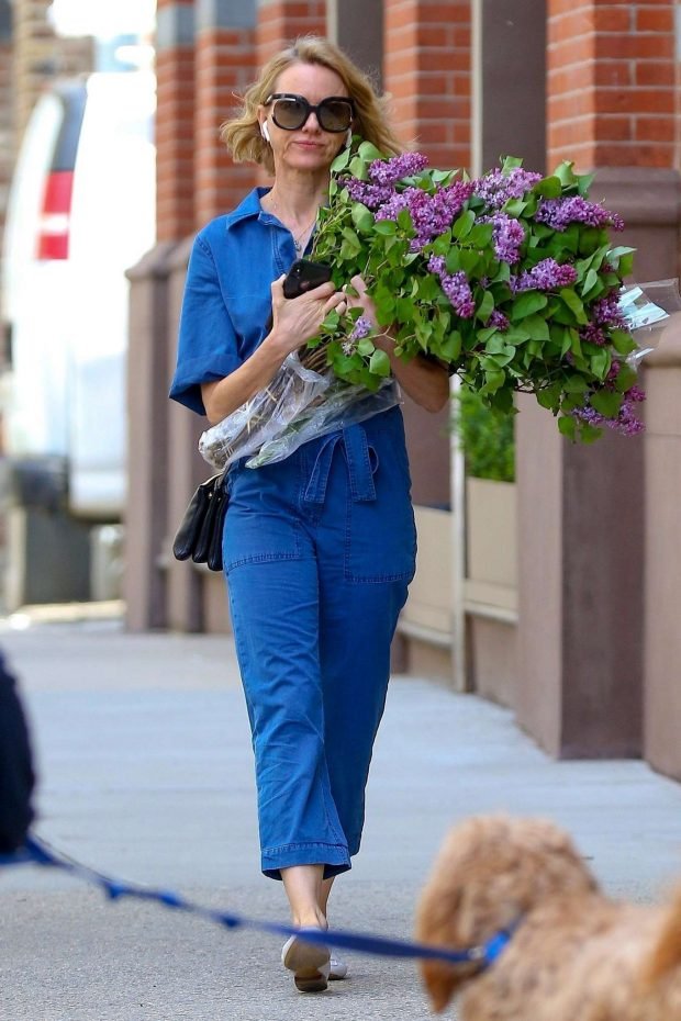 Naomi Watts in Denim Jumpsuit - Out in NYC