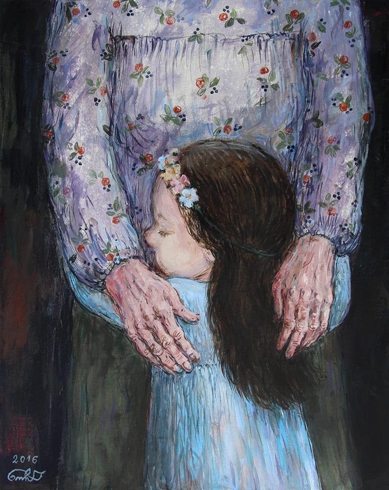 Nino Chakvetadze's Art | Mother painting, Hug illustration, Mother art