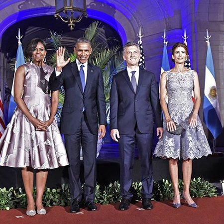 Мишель Обама, Барак Обама, Маурисио Макри и Хулиана Авада