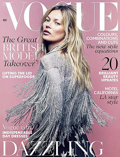 Кейт Мосс на обложке британского Vogue, май 2014 года