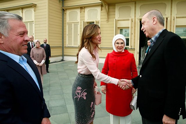 Король Абдалла II, королева Рания, Эмине и Реджеп Тайип Эрдоган