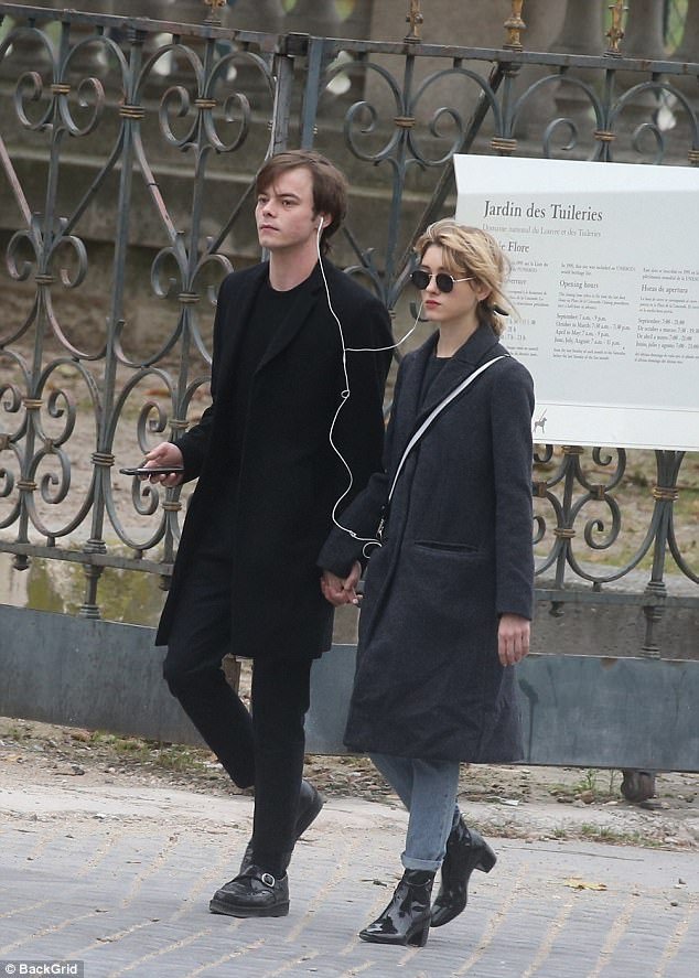 Stepping out: Stranger Things actor Charlie Heaton was joined by his co-star and rumoured girlfriend Natalia Dyer as he soaked up the sights and sounds of Paris, France