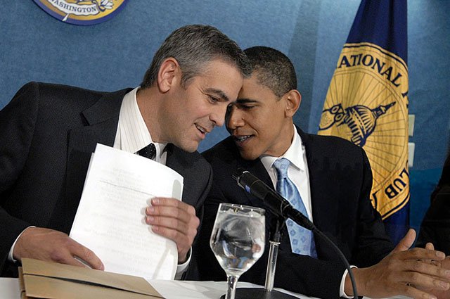 Джордж Клуни и Барак Обама