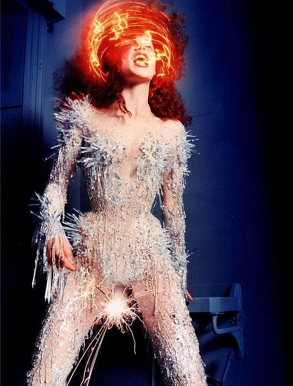 Thierry Mugler Haute Couture S/S 1998 crystal bodysuit photographed by David LaChapelle
