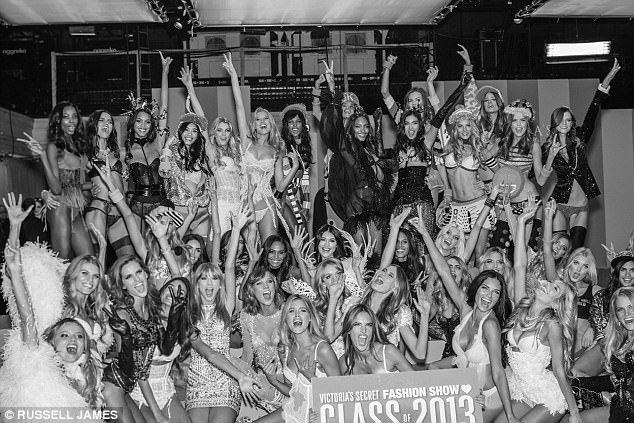 Class of 2013: All of the models that walked in the 2013 show which was held in New York City pose backstage for a 'class photo'
