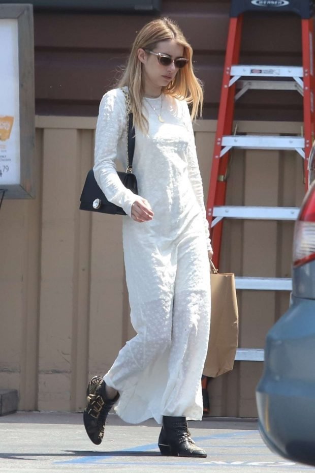 Emma Roberts in White Long Dress -10