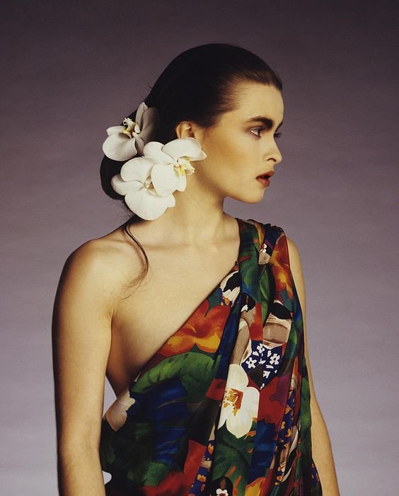 Helena Bonham Carter by Andrea Blanch, British Vogue 1987.