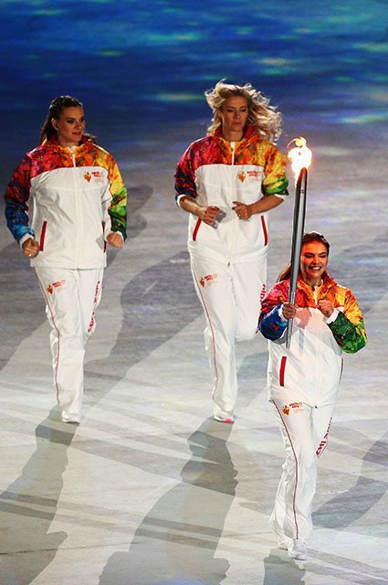 Елена Исинбаева, Мария Шарапова и Алина Кабаева на Олимпиаде—2014 в Сочи