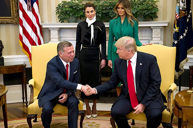 Чета Трамп и король Иордании Абдулл II и королева Рания