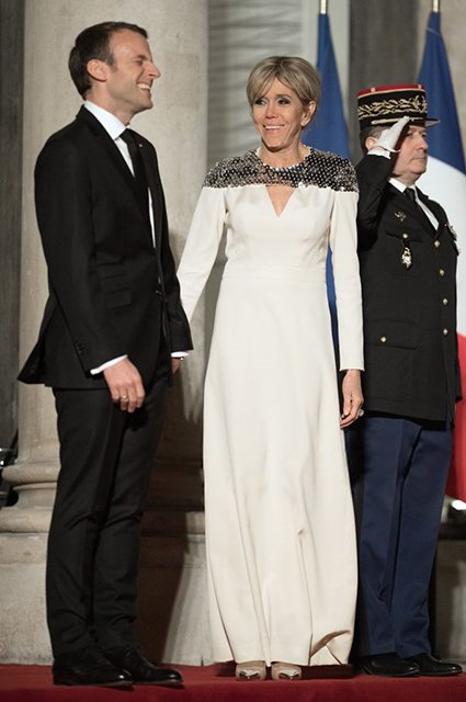 Франсуа и Брижит Макрон в платье Louis Vuitton