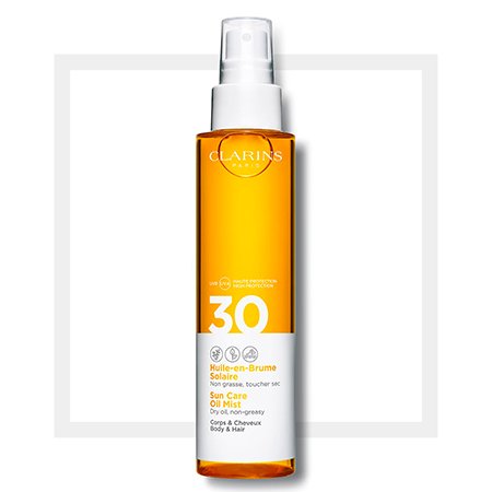 Солнцезащитное масло-спрей для тела и волос SPF 30 Huile-en-Brume Solaire, Clarins