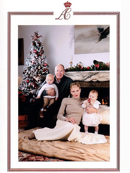 Князь Альбер и принцесса Шарлен на праздничной открытке