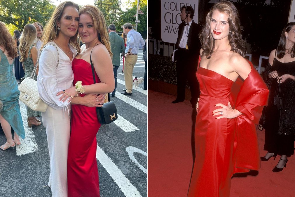 Brooke Shields' daughter wore her mom's 1998 Golden Globes dress to prom |  EW.com