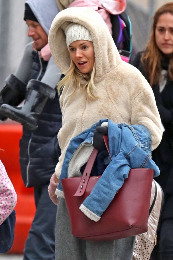 Sienna Miller 2019 : Sienna Miller – Wears a hooded fur coat out in NYC-08