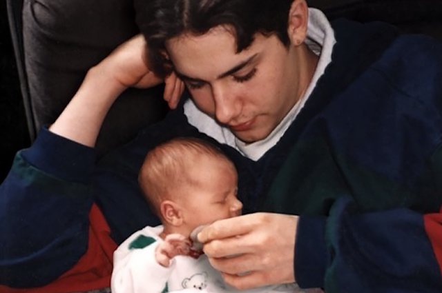 Маленький Джастин Бибер с отцом
