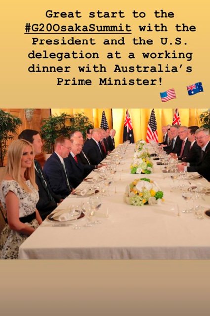 Иванка Трамп, Джаред Кушнер и Дональд Трамп на ужине с премьер-министром Австралии
