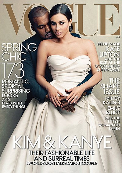 Канье Уэст и ким Кардашьян на обложке Vogue
