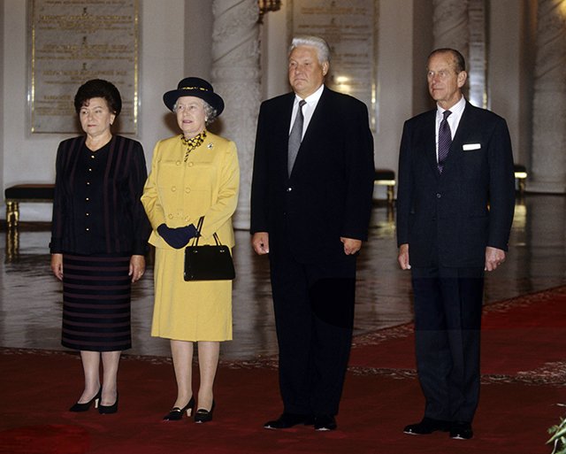 Борис и Наина Ельцины с королевой Елизаветой II и принцем Филиппом